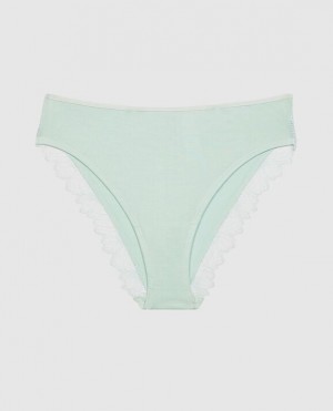 Ropa Interior La Senza Bikini Panty Mujer Blancas Verde | 32Ux34cM