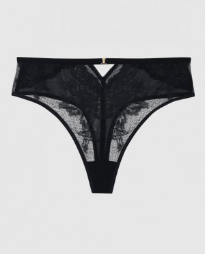 Ropa Interior La Senza High Cintura Tanga Panty Mujer Negras | BhWh63Rm