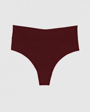 Ropa Interior La Senza High Cintura Tanga Panty Mujer Rojas Burdeos | BI24Mn13