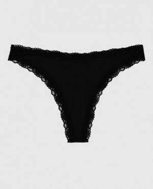 Ropa Interior La Senza High Leg Tanga Panty Mujer Negras | Q2CPqKNg