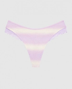 Ropa Interior La Senza High Leg Tanga Panty Mujer Moradas Rayadas | XxsdvMoY