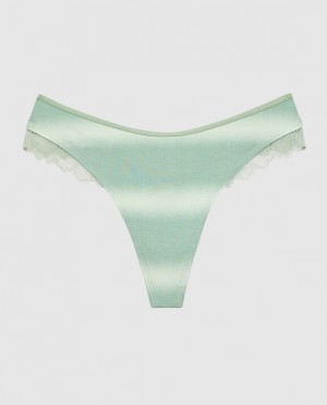 Ropa Interior La Senza High Leg Tanga Panty Mujer Turquesa Rayadas | 3e5UznvG