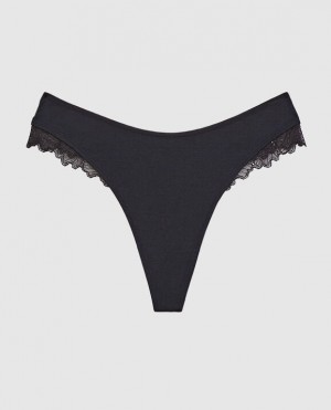 Ropa Interior La Senza High Leg Tanga Panty Mujer Negras | XipyOlkV