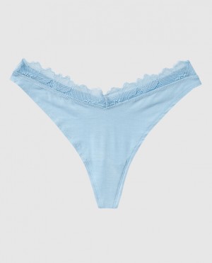 Ropa Interior La Senza High Leg Tanga Panty Mujer Azules | uMMMiTMz