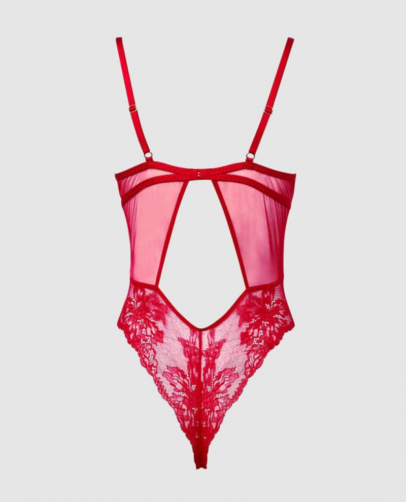 Lencería La Senza Encaje Bodysuit Mujer Rojas | 7tQ4gVld