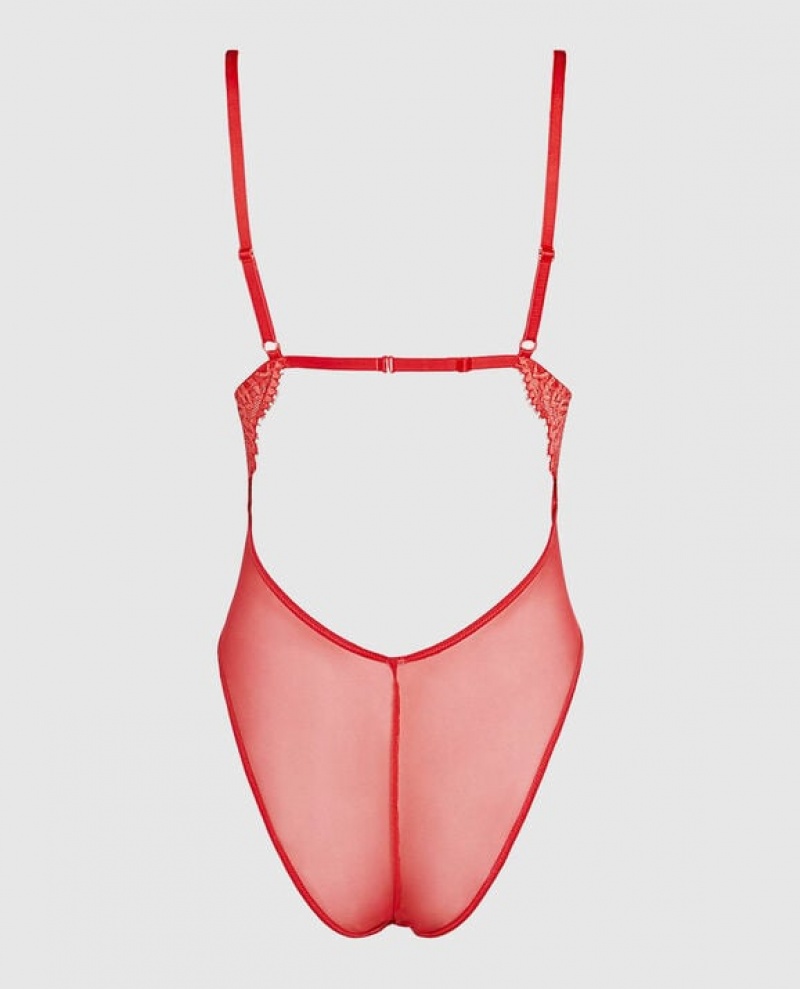 Lencería La Senza Unlined Encaje Bodysuit Mujer Rojas | sZXFT7Jt