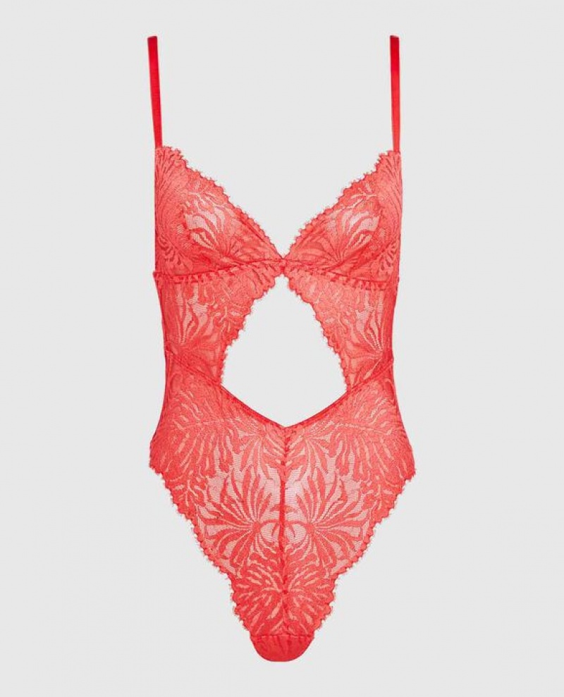 Lencería La Senza Unlined Encaje Bodysuit Mujer Rojas | sZXFT7Jt