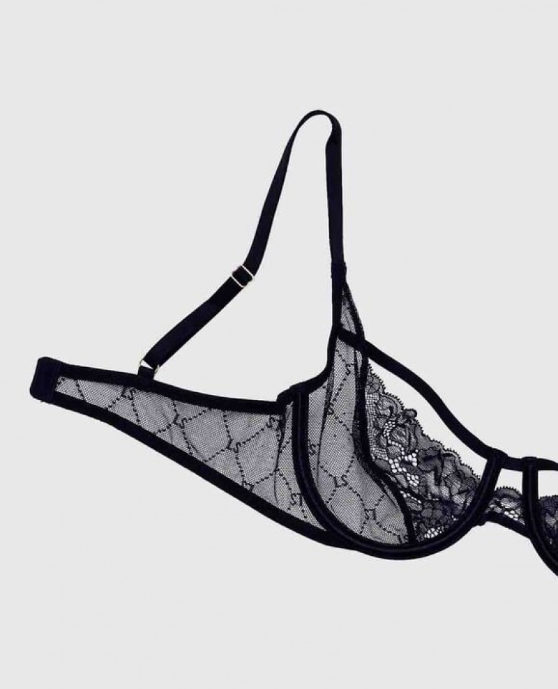 Lencería La Senza Unlined Encaje Bra Mujer Negras | fdssEBnY