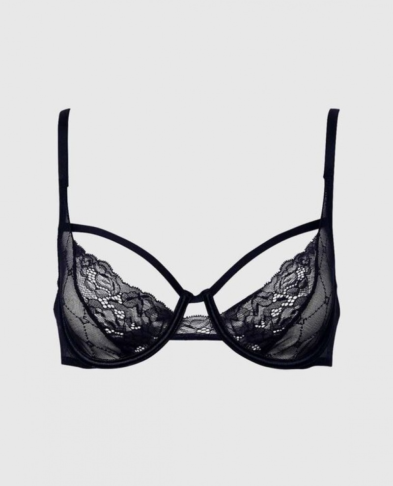 Lencería La Senza Unlined Encaje Bra Mujer Negras | fdssEBnY