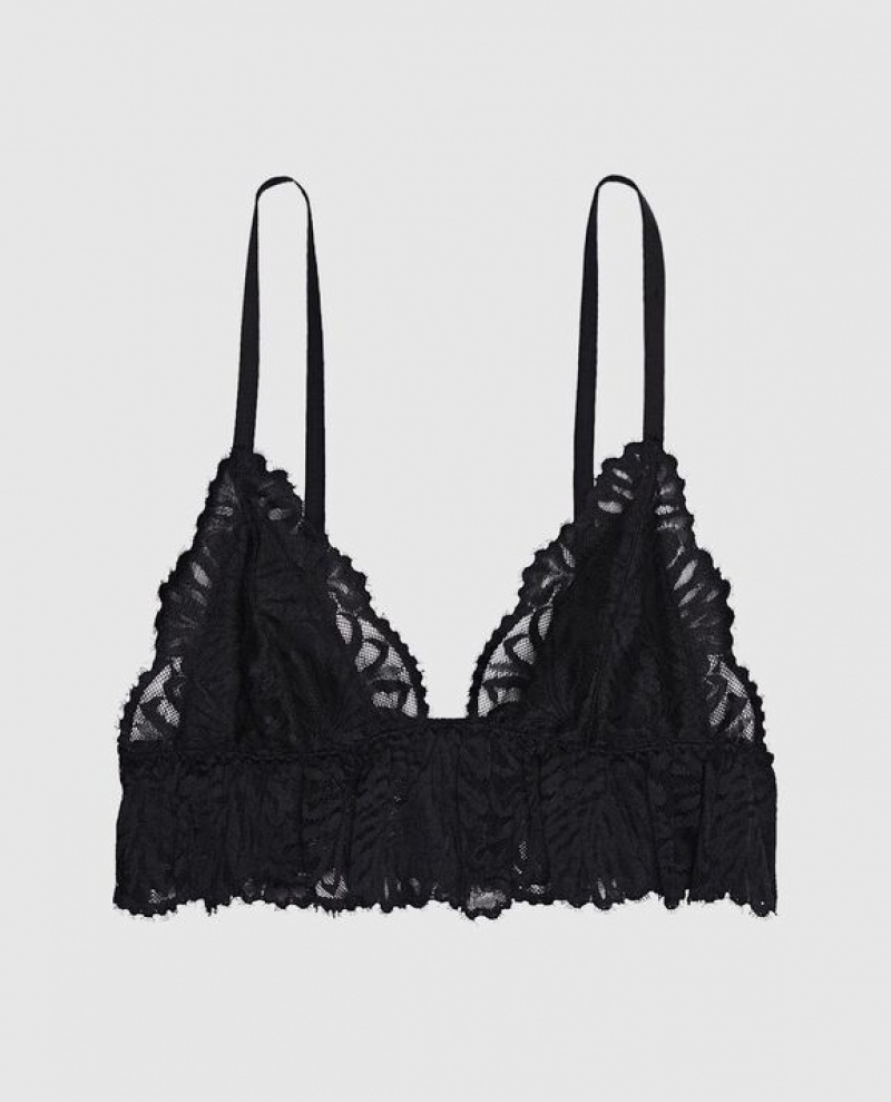 Lencería La Senza Unlined Encaje Bralette Mujer Negras | PDtMQ2Je