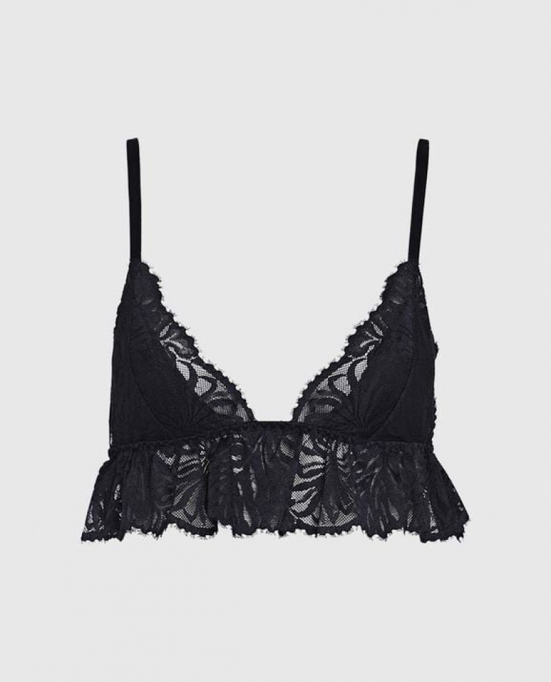 Lencería La Senza Unlined Encaje Bralette Mujer Negras | PDtMQ2Je