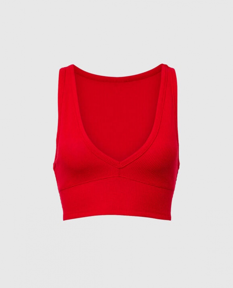 Ropa De Dormir La Senza Waffle Crop Mujer Rojas | bIYKn40f