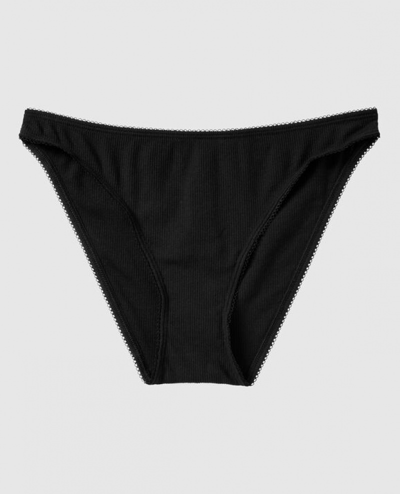 Ropa Interior La Senza Acanalado Bikini Panty Mujer Negras | nPbaXxQ4