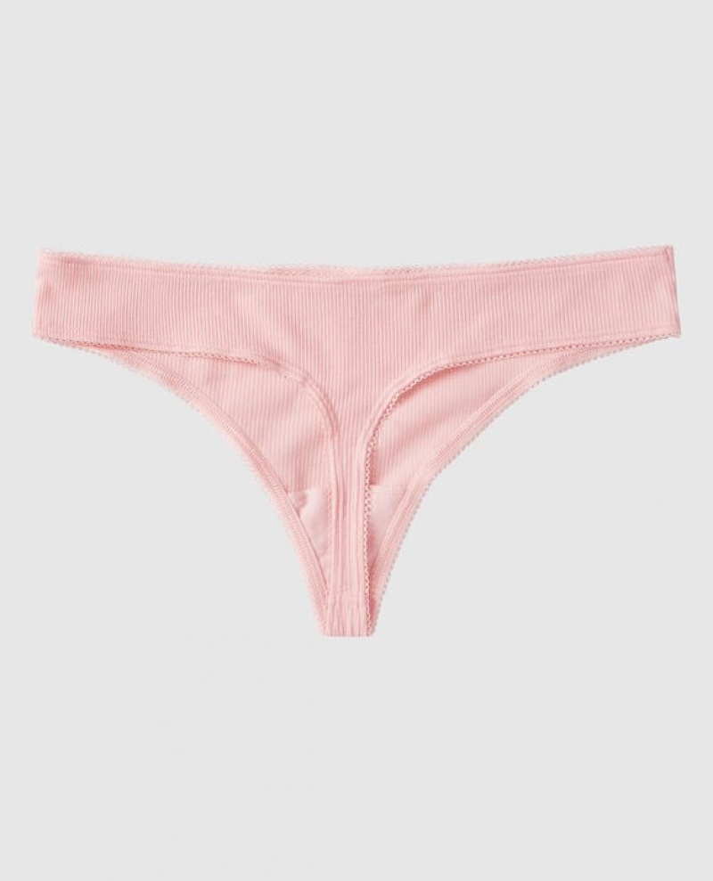 Ropa Interior La Senza Acanalado Tanga Panty Mujer Rosas | 505OhtPs