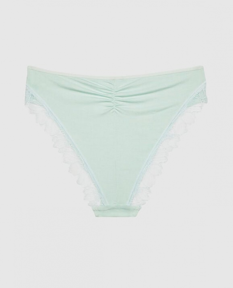 Ropa Interior La Senza Bikini Panty Mujer Blancas Verde | 32Ux34cM