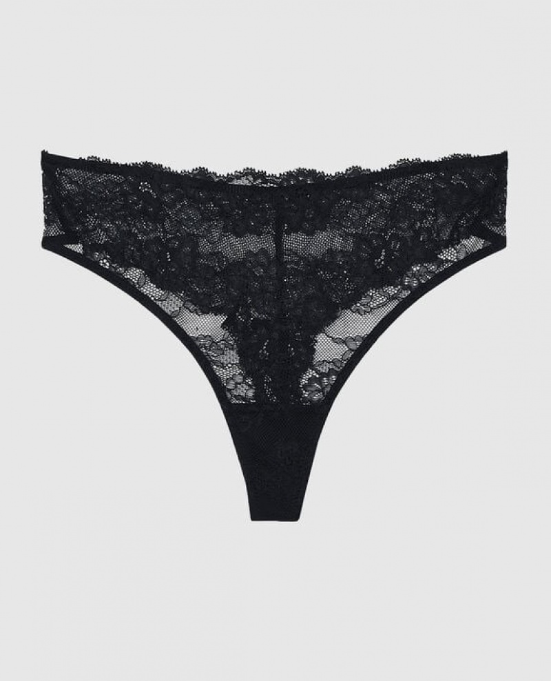 Ropa Interior La Senza High Cintura Tanga Panty Mujer Negras | otk3LVF7