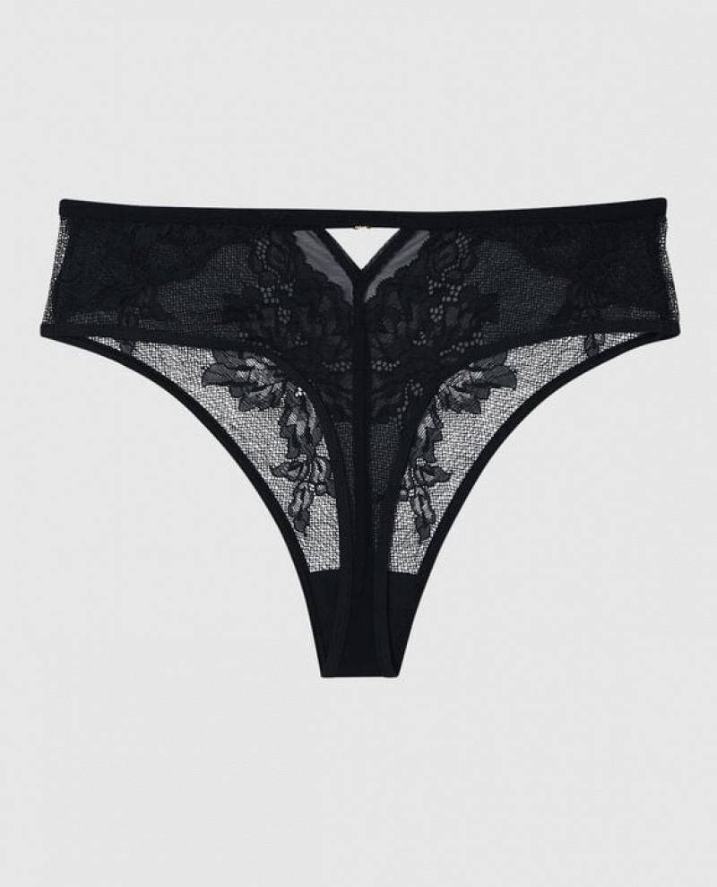 Ropa Interior La Senza High Cintura Tanga Panty Mujer Negras | BhWh63Rm