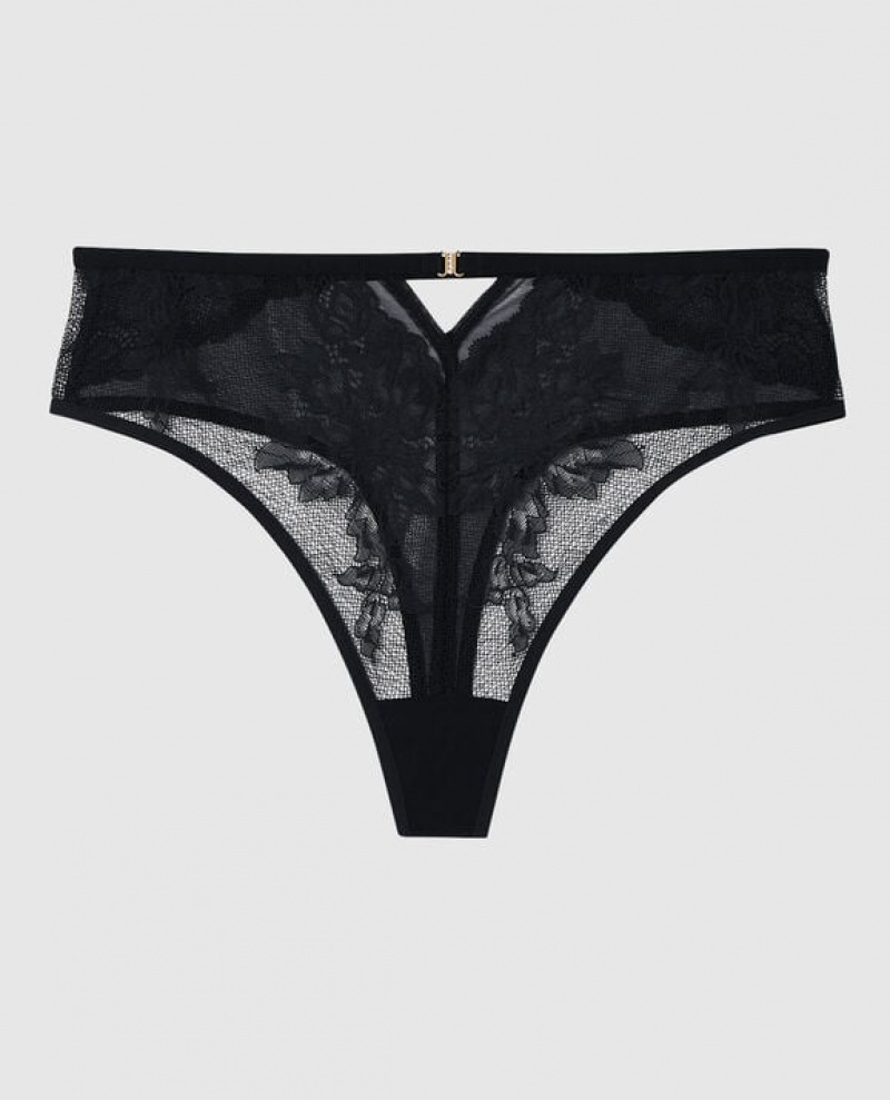 Ropa Interior La Senza High Cintura Tanga Panty Mujer Negras | 7UQeHZ0W