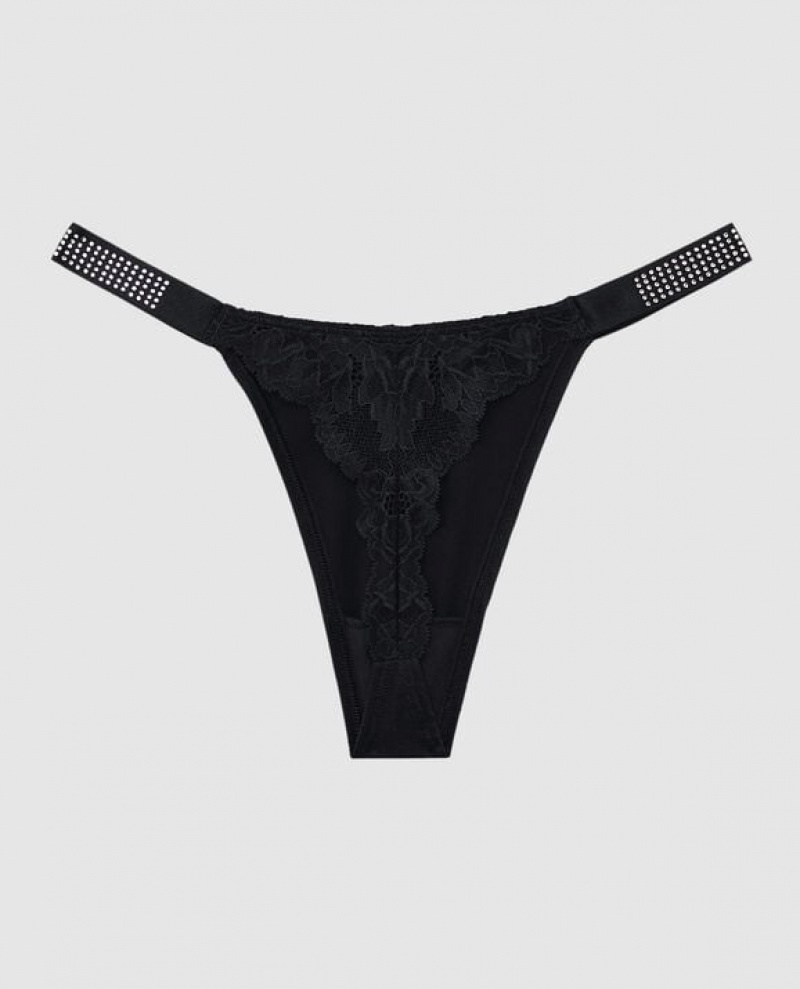 Ropa Interior La Senza High Leg Tanga Panty Mujer Negras | zMPAOdPz