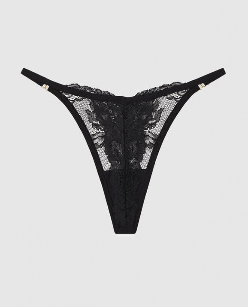 Ropa Interior La Senza High Leg Tanga Panty Mujer Negras | r9fAIRDi