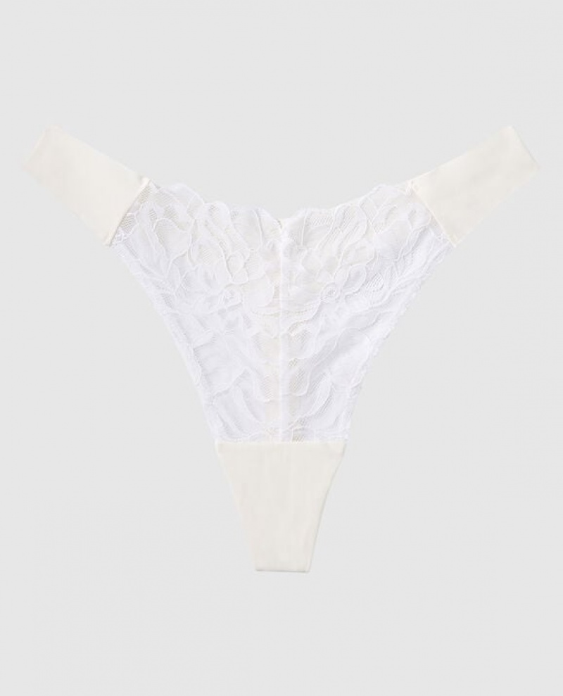 Ropa Interior La Senza High Leg Tanga Panty Mujer Creme | HZ0an723