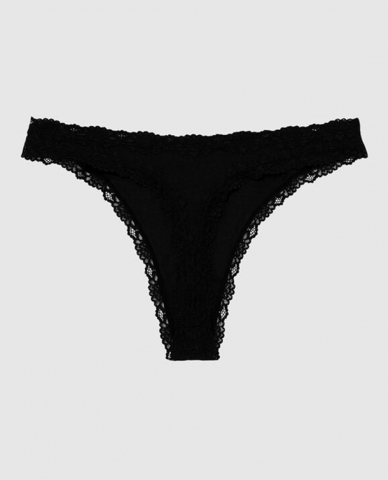 Ropa Interior La Senza High Leg Tanga Panty Mujer Negras | Q2CPqKNg