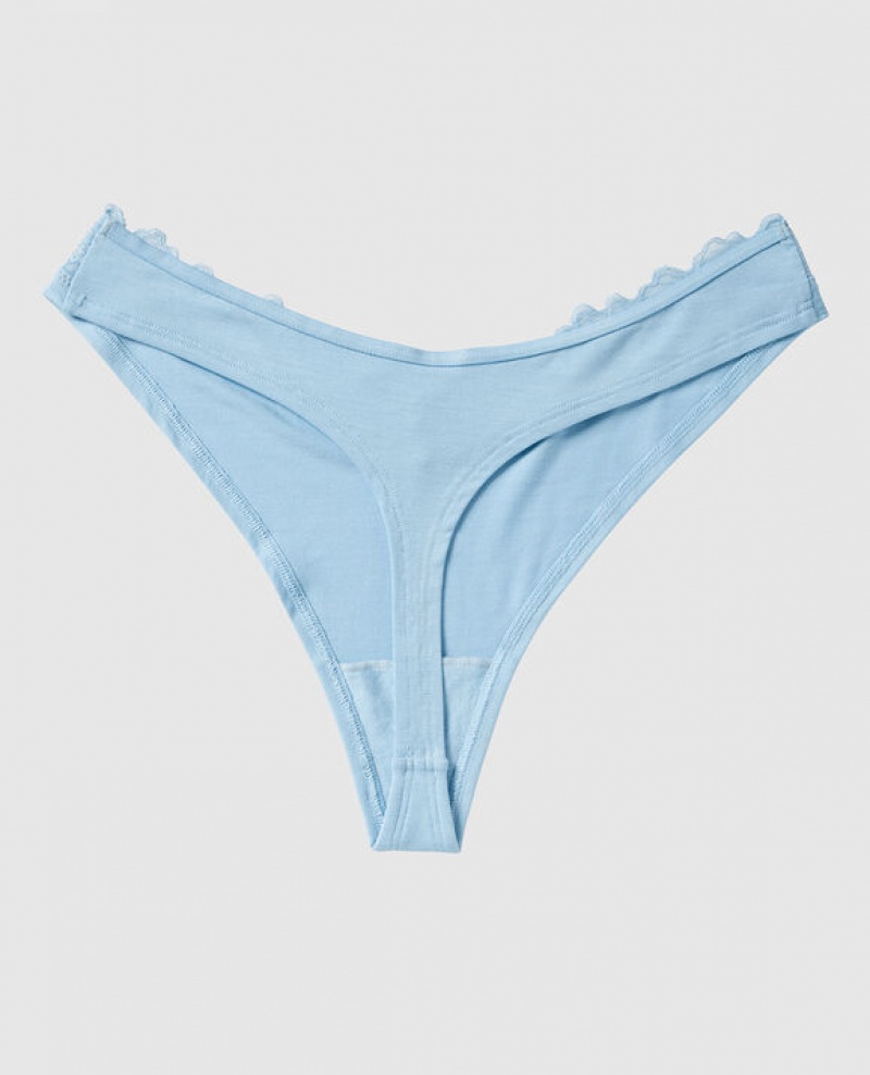 Ropa Interior La Senza High Leg Tanga Panty Mujer Azules | UHfzjBiw