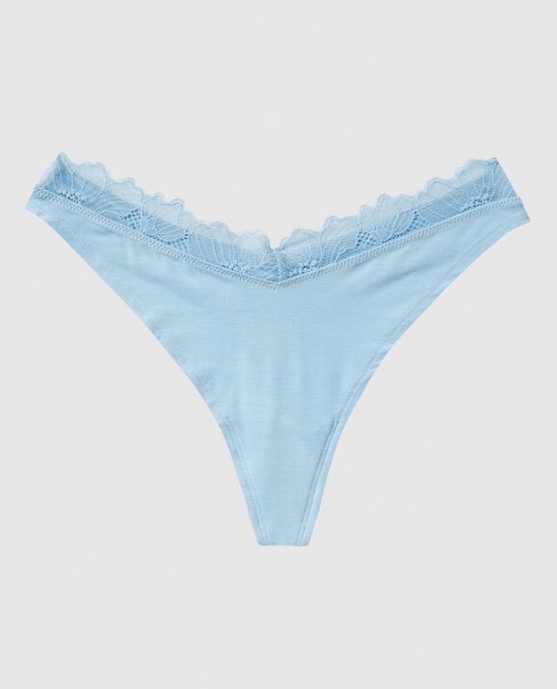 Ropa Interior La Senza High Leg Tanga Panty Mujer Azules | UHfzjBiw