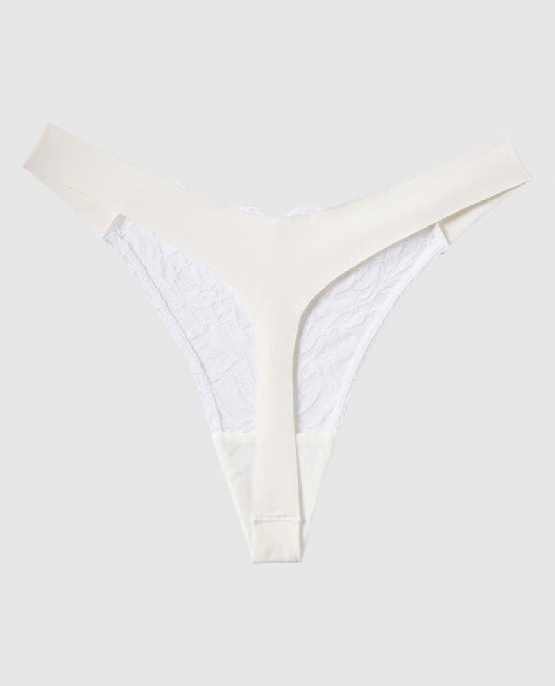 Ropa Interior La Senza High Leg Tanga Panty Mujer Creme | wYqySk2e