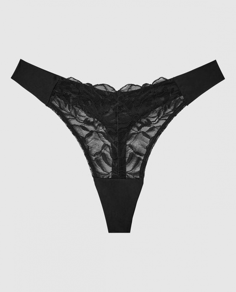 Ropa Interior La Senza High Leg Tanga Panty Mujer Negras | PgJB76QF