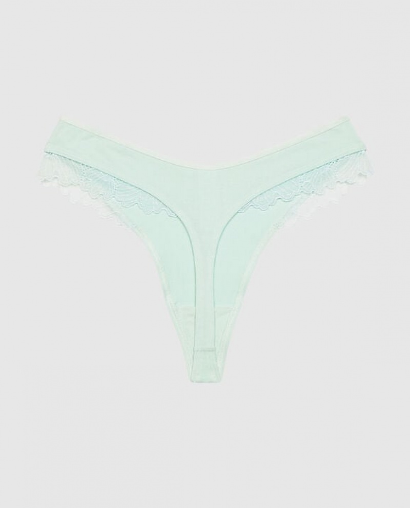 Ropa Interior La Senza High Leg Tanga Panty Mujer Blancas Verde | Iq6jjExb