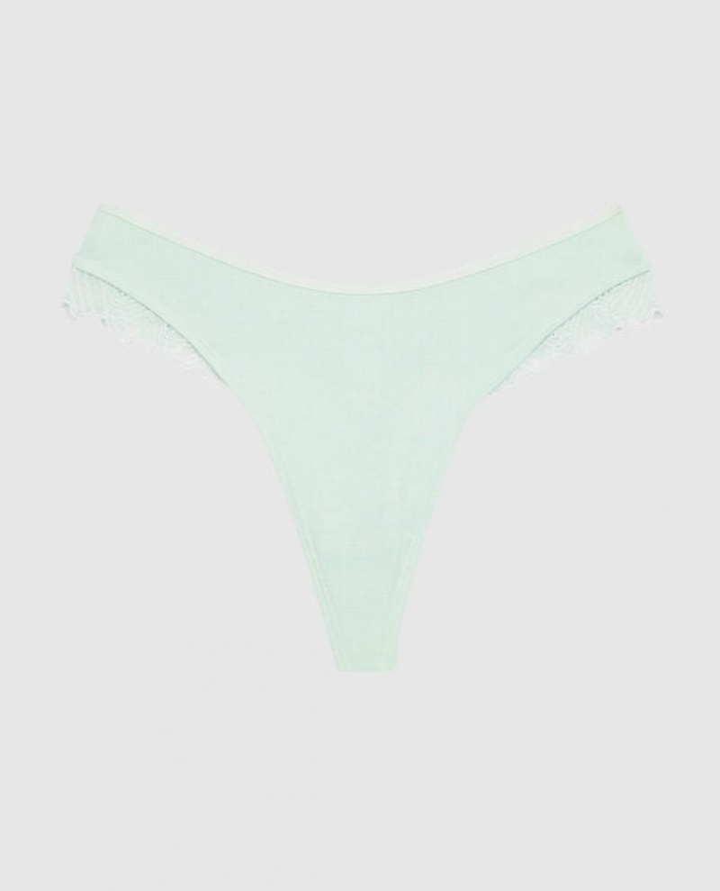 Ropa Interior La Senza High Leg Tanga Panty Mujer Blancas Verde | Iq6jjExb