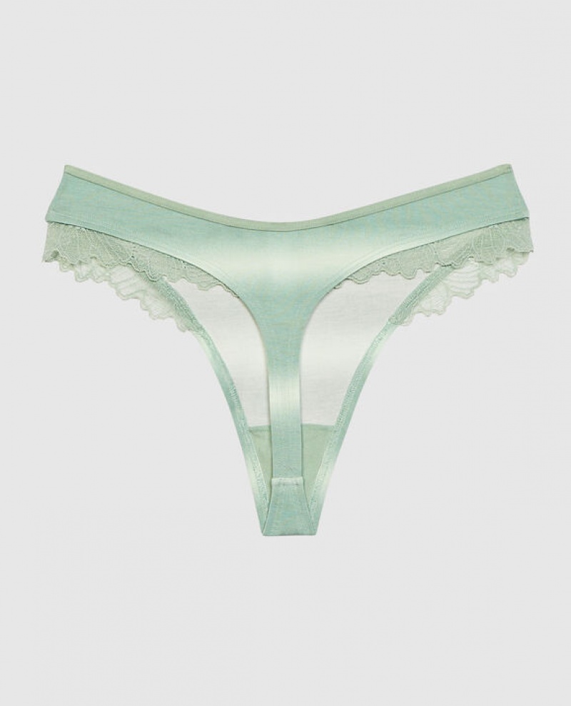 Ropa Interior La Senza High Leg Tanga Panty Mujer Turquesa Rayadas | 3e5UznvG