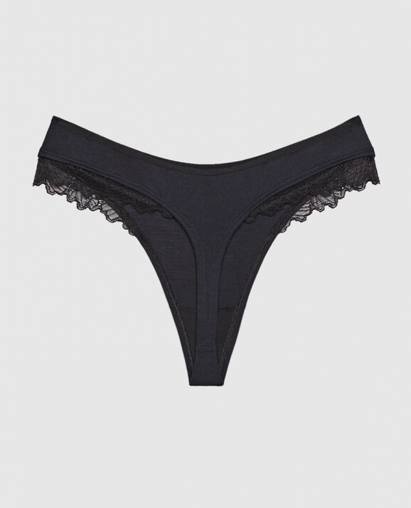 Ropa Interior La Senza High Leg Tanga Panty Mujer Negras | XipyOlkV