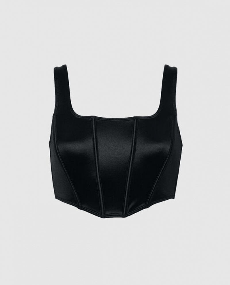 Bras La Senza Satin Top Mujer Negras | PCN6fjkA